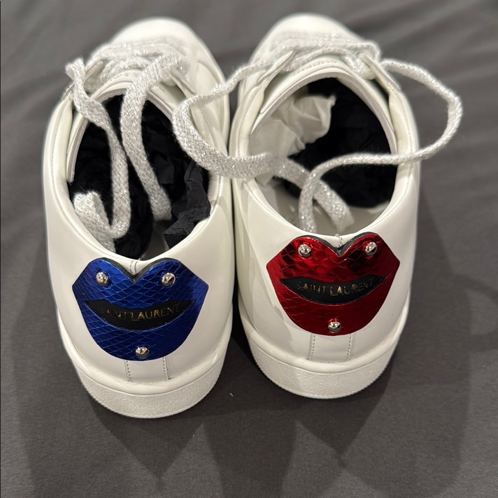 Saint Laurent White and Red Sneakers Classic Low-Top Design